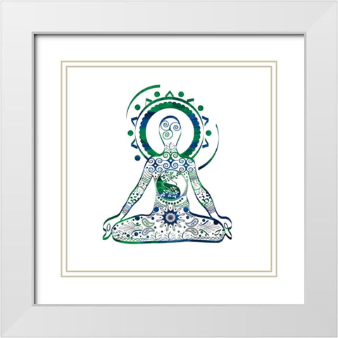 YogaSymbol V2 White Modern Wood Framed Art Print with Double Matting by LightBoxJournal