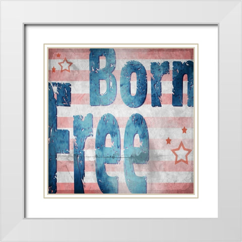 American Born Free Sign Collection 1 White Modern Wood Framed Art Print with Double Matting by LightBoxJournal