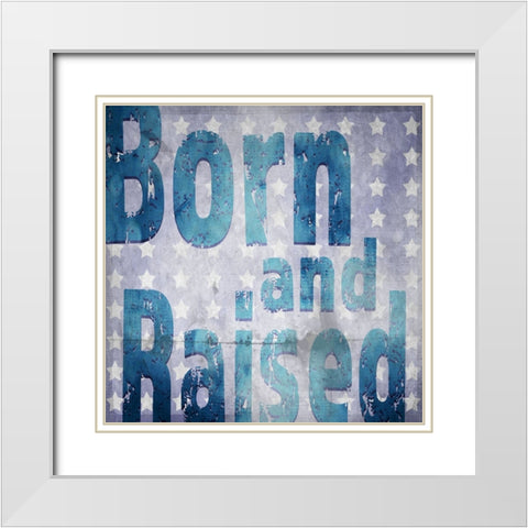American Born Free Sign Collection V3 White Modern Wood Framed Art Print with Double Matting by LightBoxJournal
