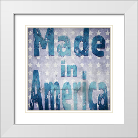 American Born Free Sign Collection V4 White Modern Wood Framed Art Print with Double Matting by LightBoxJournal