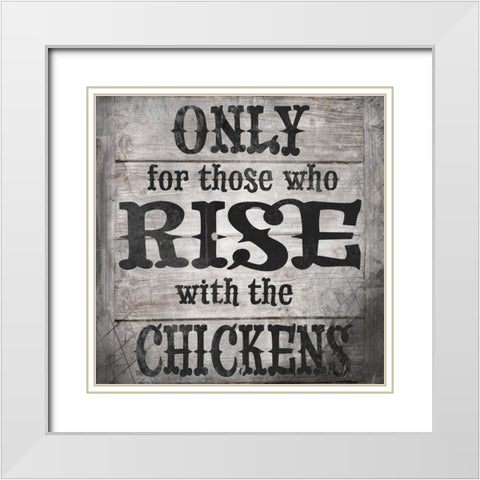 FarmFreshRiseWithTheChickens V1 White Modern Wood Framed Art Print with Double Matting by LightBoxJournal