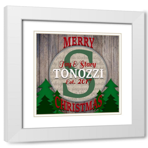 Personalized Christmas Sign V1 White Modern Wood Framed Art Print with Double Matting by LightBoxJournal