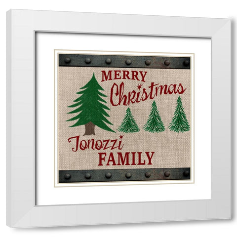 Personalized Christmas Sign V2 White Modern Wood Framed Art Print with Double Matting by LightBoxJournal