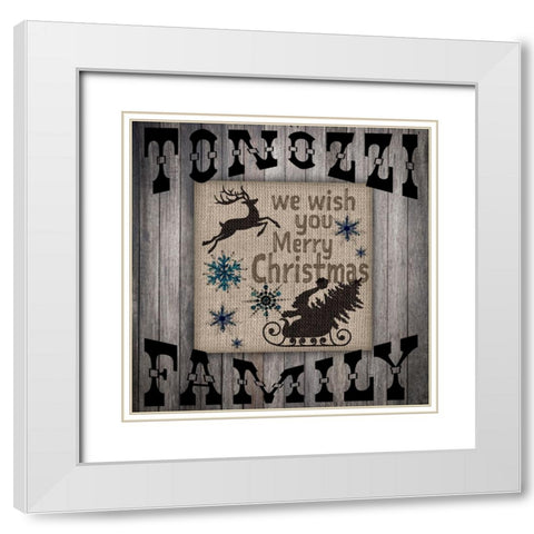Personalized Christmas Sign V7 White Modern Wood Framed Art Print with Double Matting by LightBoxJournal