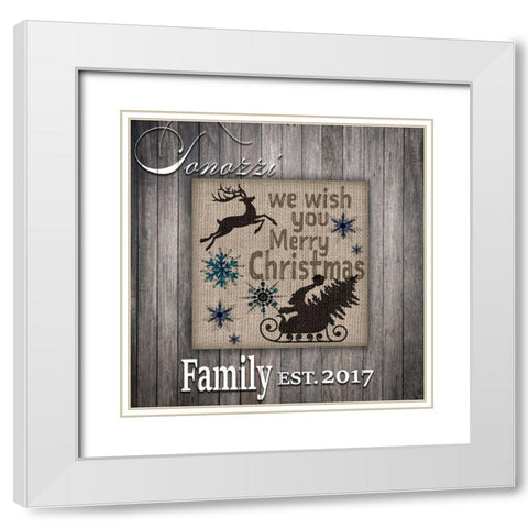 Personalized Christmas Sign V8 White Modern Wood Framed Art Print with Double Matting by LightBoxJournal