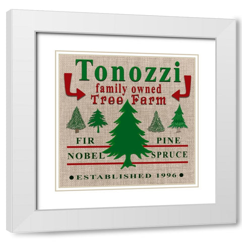 Personalized Christmas Sign V9 White Modern Wood Framed Art Print with Double Matting by LightBoxJournal
