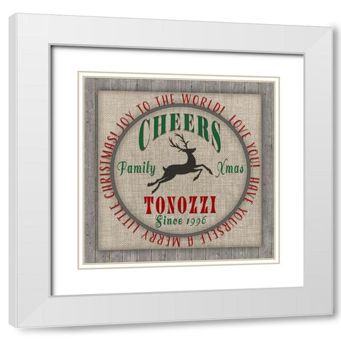 Personalized Christmas Sign V18 White Modern Wood Framed Art Print with Double Matting by LightBoxJournal