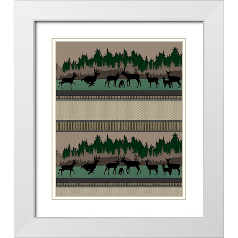 Deer_SurfacePattern V1 0 White Modern Wood Framed Art Print with Double Matting by LightBoxJournal