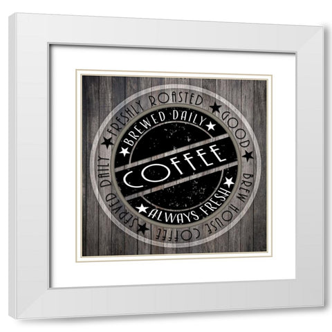 Coffee Signs V3 White Modern Wood Framed Art Print with Double Matting by LightBoxJournal