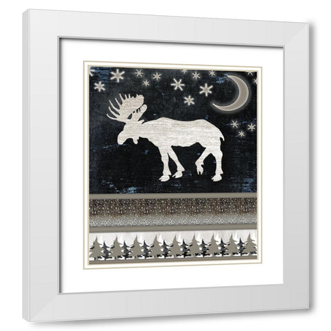 Good Night Moose V1 1 (1) White Modern Wood Framed Art Print with Double Matting by LightBoxJournal