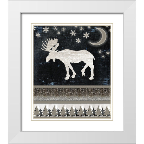 Good Night Moose V1 1 (1) White Modern Wood Framed Art Print with Double Matting by LightBoxJournal