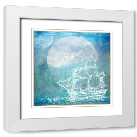 Sailor Away_Ship 1 White Modern Wood Framed Art Print with Double Matting by LightBoxJournal