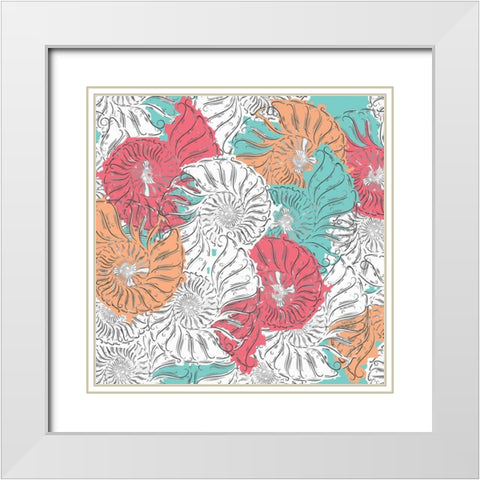 Sea Side BoHo Repeat 3 White Modern Wood Framed Art Print with Double Matting by LightBoxJournal