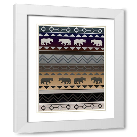 Bear Pattern Sunset Gradient White Modern Wood Framed Art Print with Double Matting by LightBoxJournal