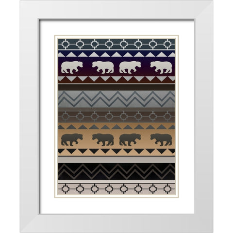 Bear Pattern Sunset Gradient White Modern Wood Framed Art Print with Double Matting by LightBoxJournal