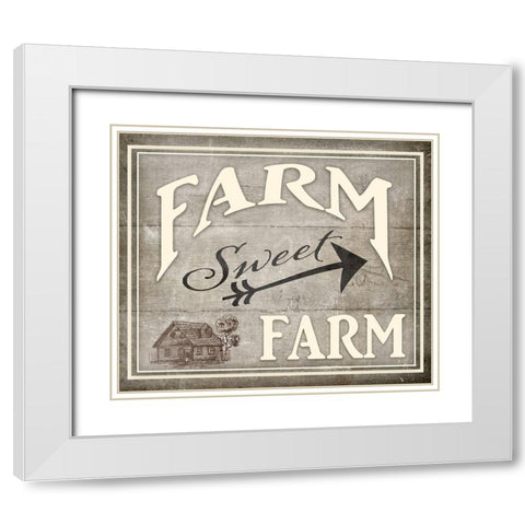 Farm Sweet Farm White Modern Wood Framed Art Print with Double Matting by LightBoxJournal