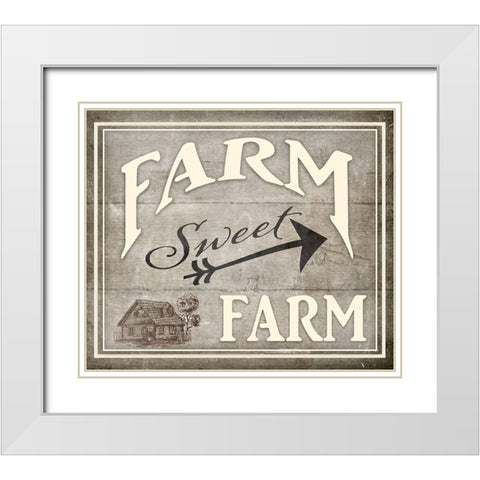 Farm Sweet Farm White Modern Wood Framed Art Print with Double Matting by LightBoxJournal