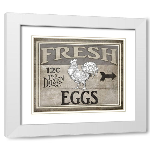 Vintage Farm Sign - Local Farmer - Fresh Eggs White Modern Wood Framed Art Print with Double Matting by LightBoxJournal