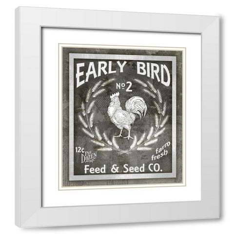 Farm Sign_Early Bird White Modern Wood Framed Art Print with Double Matting by LightBoxJournal