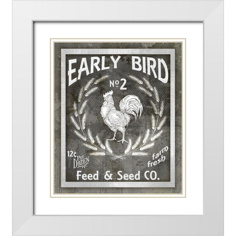Farm Sign_Early Bird White Modern Wood Framed Art Print with Double Matting by LightBoxJournal