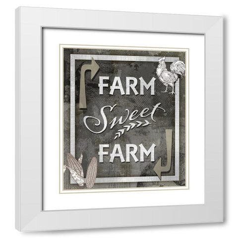 Farm Sign_Farm Sweet Farm 1 White Modern Wood Framed Art Print with Double Matting by LightBoxJournal