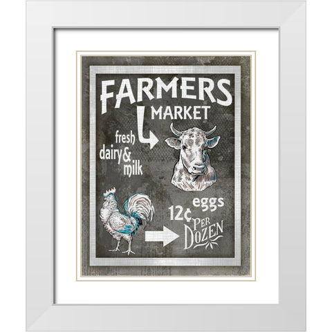 Farm Sign_Farmers Market 3 White Modern Wood Framed Art Print with Double Matting by LightBoxJournal