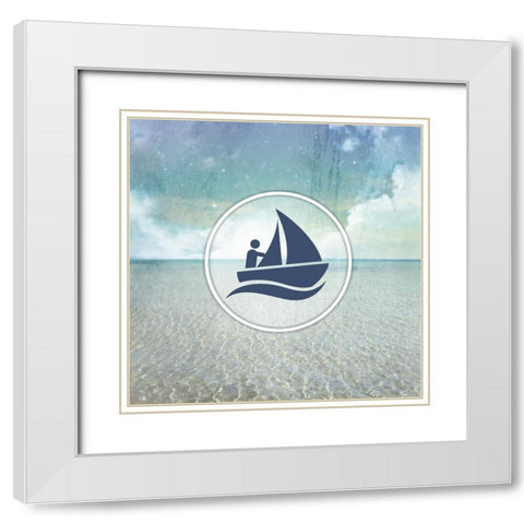 Signs_SeaLife_Boater2 White Modern Wood Framed Art Print with Double Matting by LightBoxJournal