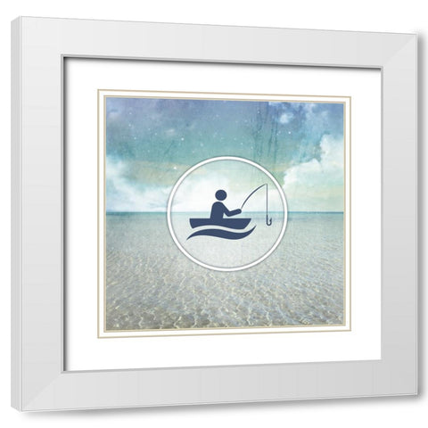 Signs_SeaLife_Fishing White Modern Wood Framed Art Print with Double Matting by LightBoxJournal