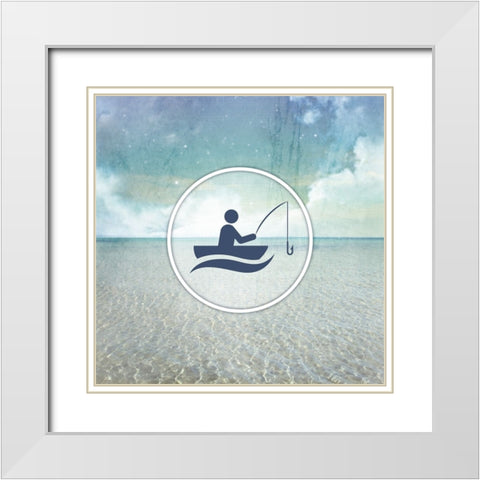 Signs_SeaLife_Fishing White Modern Wood Framed Art Print with Double Matting by LightBoxJournal