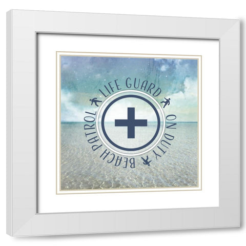 Signs_SeaLife_LifeGuard White Modern Wood Framed Art Print with Double Matting by LightBoxJournal