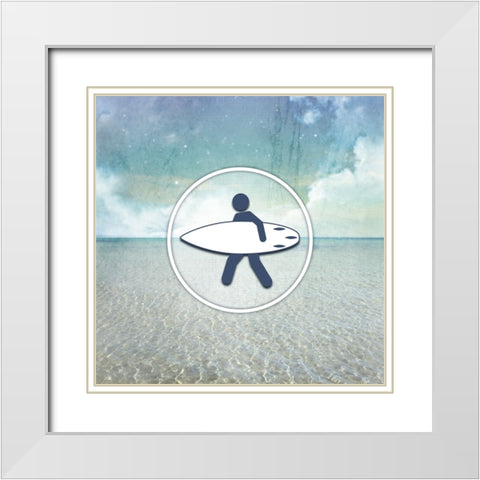 Signs_SeaLife_Surfer White Modern Wood Framed Art Print with Double Matting by LightBoxJournal