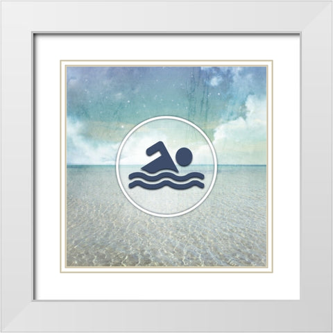 Signs_SeaLife_Swimmer White Modern Wood Framed Art Print with Double Matting by LightBoxJournal