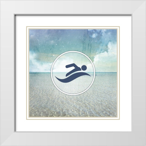 Signs_SeaLife_Swimmer2 White Modern Wood Framed Art Print with Double Matting by LightBoxJournal
