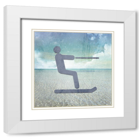 Signs_Skiier White Modern Wood Framed Art Print with Double Matting by LightBoxJournal