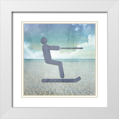 Signs_Skiier White Modern Wood Framed Art Print with Double Matting by LightBoxJournal