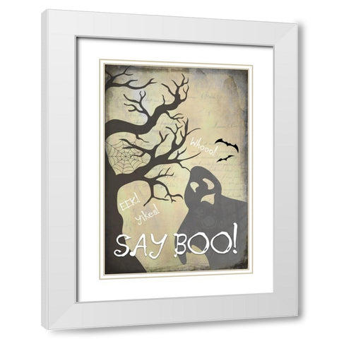 Say Boo 01 White Modern Wood Framed Art Print with Double Matting by LightBoxJournal
