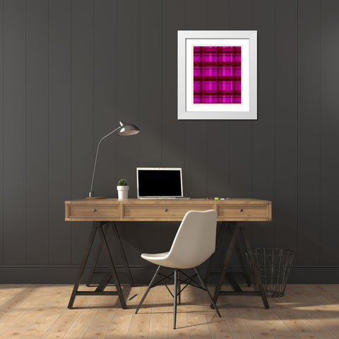 Minimalist Magenta Plaid Design 01 White Modern Wood Framed Art Print with Double Matting by LightBoxJournal