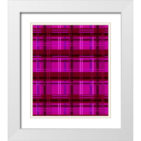 Minimalist Magenta Plaid Design 01 White Modern Wood Framed Art Print with Double Matting by LightBoxJournal