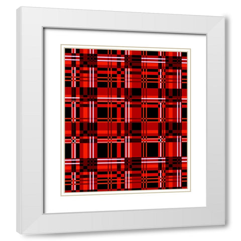 Minimalist Red Plaid Design 06 White Modern Wood Framed Art Print with Double Matting by LightBoxJournal