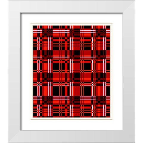 Minimalist Red Plaid Design 06 White Modern Wood Framed Art Print with Double Matting by LightBoxJournal