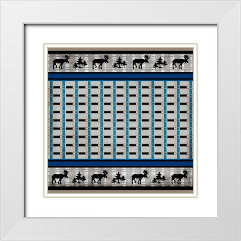 Blue Bear Lodge Pattern 7 White Modern Wood Framed Art Print with Double Matting by LightBoxJournal
