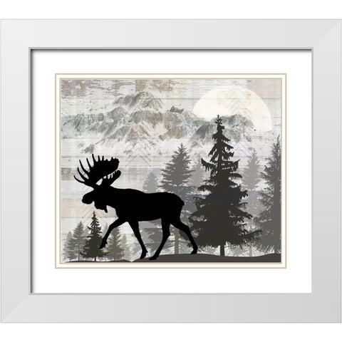 Blue Bear Lodge Sign 011 White Modern Wood Framed Art Print with Double Matting by LightBoxJournal