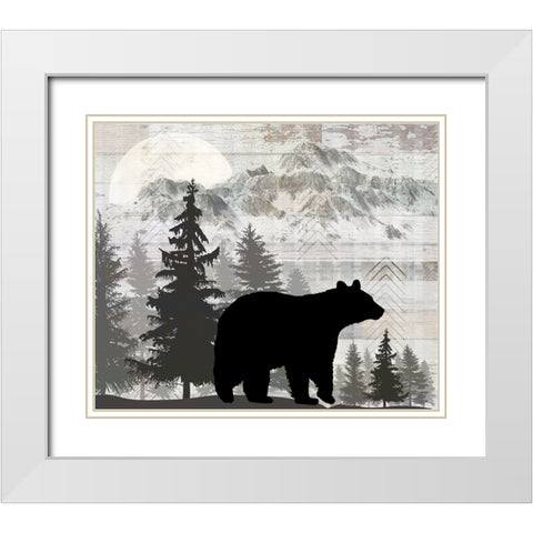 Blue Bear Lodge Sign 012 White Modern Wood Framed Art Print with Double Matting by LightBoxJournal