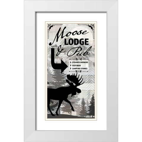 Blue Bear Lodge Sign 018 White Modern Wood Framed Art Print with Double Matting by LightBoxJournal