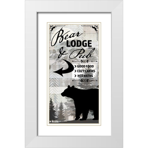 Blue Bear Lodge Sign 019 White Modern Wood Framed Art Print with Double Matting by LightBoxJournal