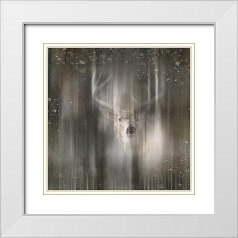 Antique Wildlife Deer 02 White Modern Wood Framed Art Print with Double Matting by LightBoxJournal