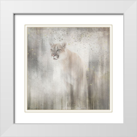 Antique Wildlife Lion White Modern Wood Framed Art Print with Double Matting by LightBoxJournal