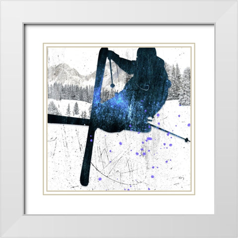 Extreme Skier 02 White Modern Wood Framed Art Print with Double Matting by LightBoxJournal