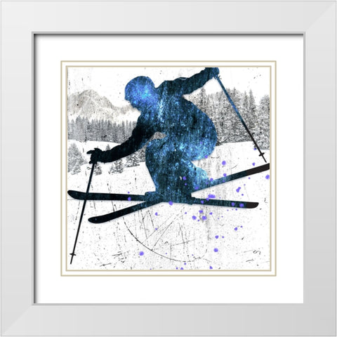 Extreme Skier 03 White Modern Wood Framed Art Print with Double Matting by LightBoxJournal