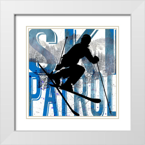 Extreme Skier Word Collage Patrol White Modern Wood Framed Art Print with Double Matting by LightBoxJournal